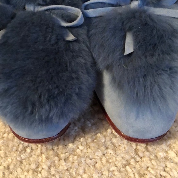 AD and Daughters Rabbit Fur Blue Suede Mule shoe slip on size 6 - Picture 2 of 7